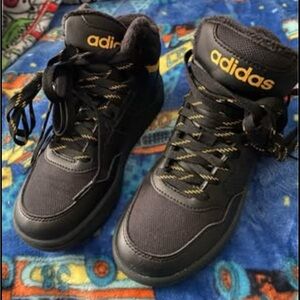 Adidas Kids Black and Gold Sneakers